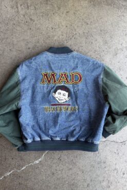 90s Mad Magazine Denim Varsity Jacket