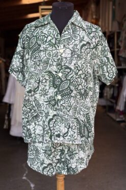 60s Men's Cotton Button Up Batik Set