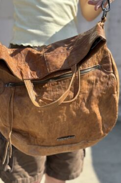 Leather Foldover Bag