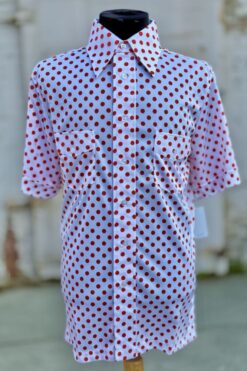 70s Red and White Polka Dot Button Up