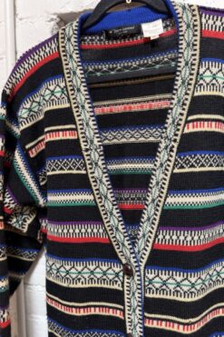 Alternative view of 80s Bern Conrad Striped Cardigan - M/L