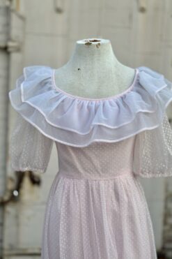 80s Ruffle Polka Dot Mesh Dress