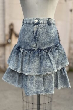 80s Acid Wash Ruffle Skirt