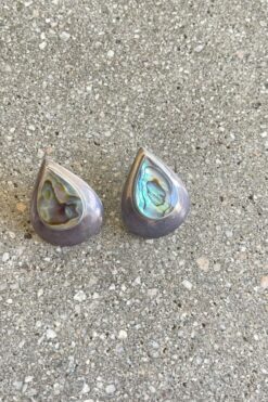 Vintage Teardrop Abalone and Silver Earrings