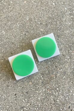 Vintage 60s Key Lime Green Geometric Mod Earrings
