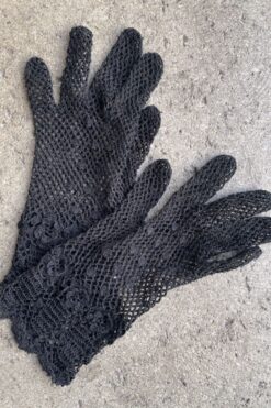 Vintage Black Crochet Lace Gloves