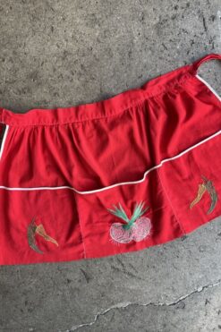 Vintage Red with Pockets Waist Apron