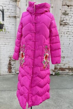 SOLD Bright Pink Long Puffer Coat - Medium