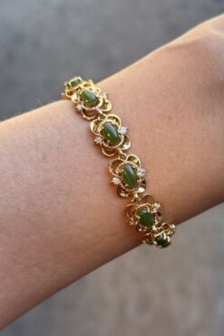 Gold Jade Glass Filigree Bracelet SOLD