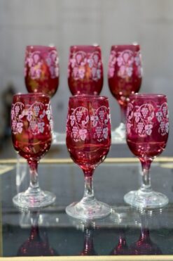 Vintage West Virginia Ruby Cranberry Wine Glasses