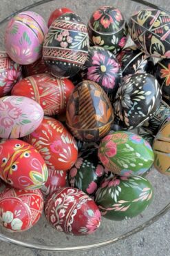 Vintage Wooden Easter Eggs - 32 Set