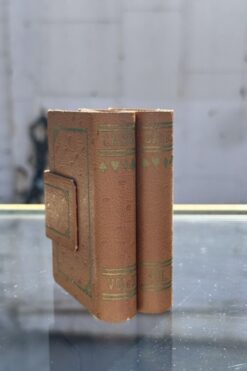 Vintage Leather Double Deck Card Holder with Playing Cards