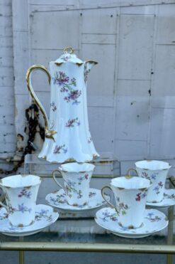 Antique French Haviland Limoges Porcelain Chocolate Set