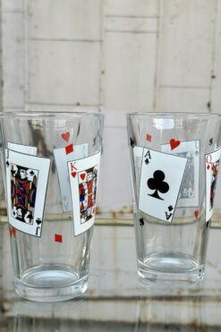 Vintage Playing Cards Drinking Glass Set