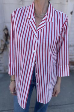 Vintage Candy Stripe Button Up Shirt - L/XL