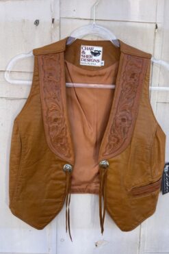 Vintage Char & Sher Tooled Leather Western Vest