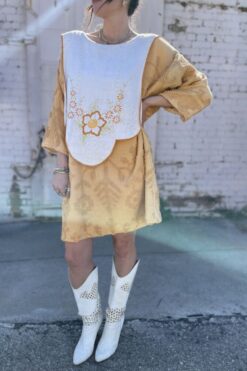 Peachy Chenille Embroidered Bib Dress - Large