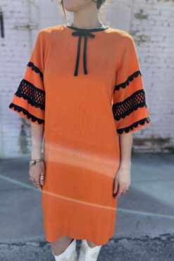 Vintage Orange with Black Trim Dress - Medium