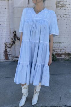 Vintage Light Blue Polkadot Patio Dress – Medium