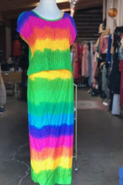 Vintage 90s Rainbow Top and Rap Skirt - M/L/XL