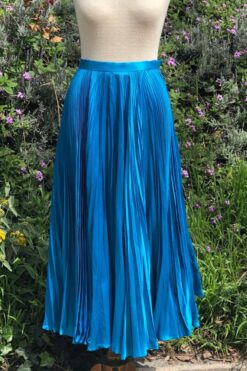 '70s Blue Satin Pleated Skirt