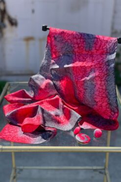 80s Hand Dyed Silk Scarf Clip and Earrings Three-piece Set