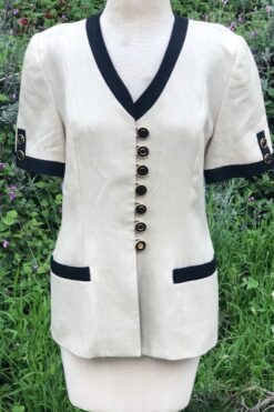 '80s Cream & Black Summer Blazer