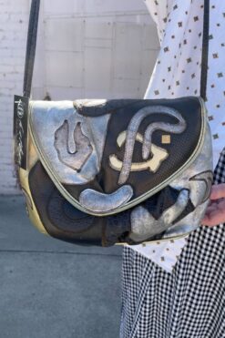 80s Metallic Leather Patchwork Handbag