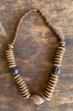 Vintage Variegated Wooden Beads Necklace