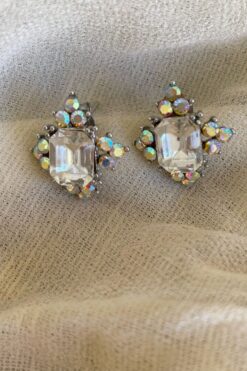 Iridescent Rhinestone Cluster Post Earrings