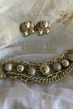 Vintage 'Ball & Chain' Bracelet and Clip On Earrings Set