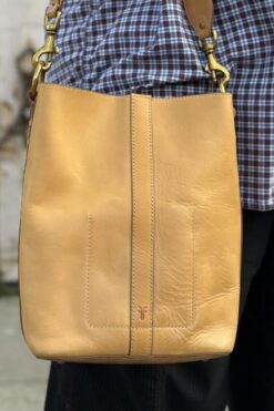 Vintage FRYE Leather Bucket Bag - Yellow