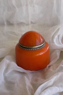 Vintage Orange Lucite and Gold Trinket Box