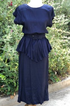 80s Navy￼￼￼￼ Blue Peplum Dress