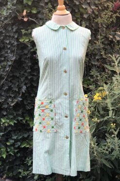 Sleeveless Striped 60s Dress with Peter Pan Collar