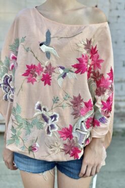 2000s Embroidered Cotton Silk Poncho Top