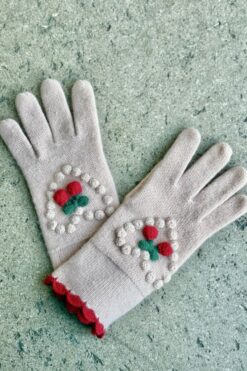 Lambswool Angora Moschino Cherry Gloves