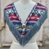 Vintage Poncho Beaded Fringe Collar Top
