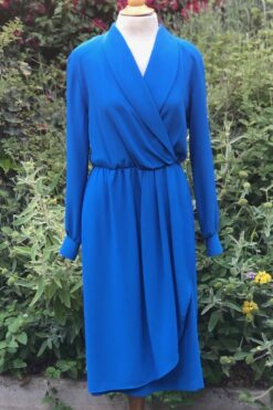Royal Blue Faux-Wrap Dress 