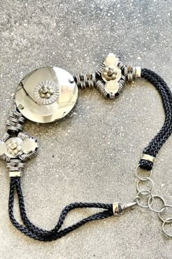 Vintage 80s Metal Disc Woven Rope Waist Belt