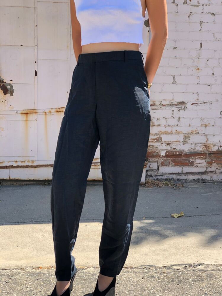 90s Crinkle Texture High Waist Pants