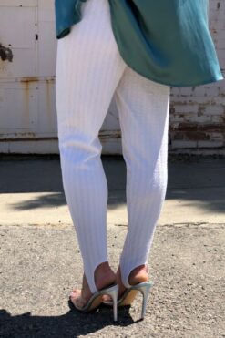 Bobbie Brooks Textured Stripe White Stirrup Pants