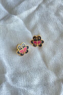Vintage Mini Enamel Butterfly Earrings