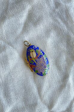 Vintage Cloisonné Enamel Bird and Floral Locket Pendant