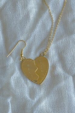 90s Best Friends Heart Necklace and Earring Set