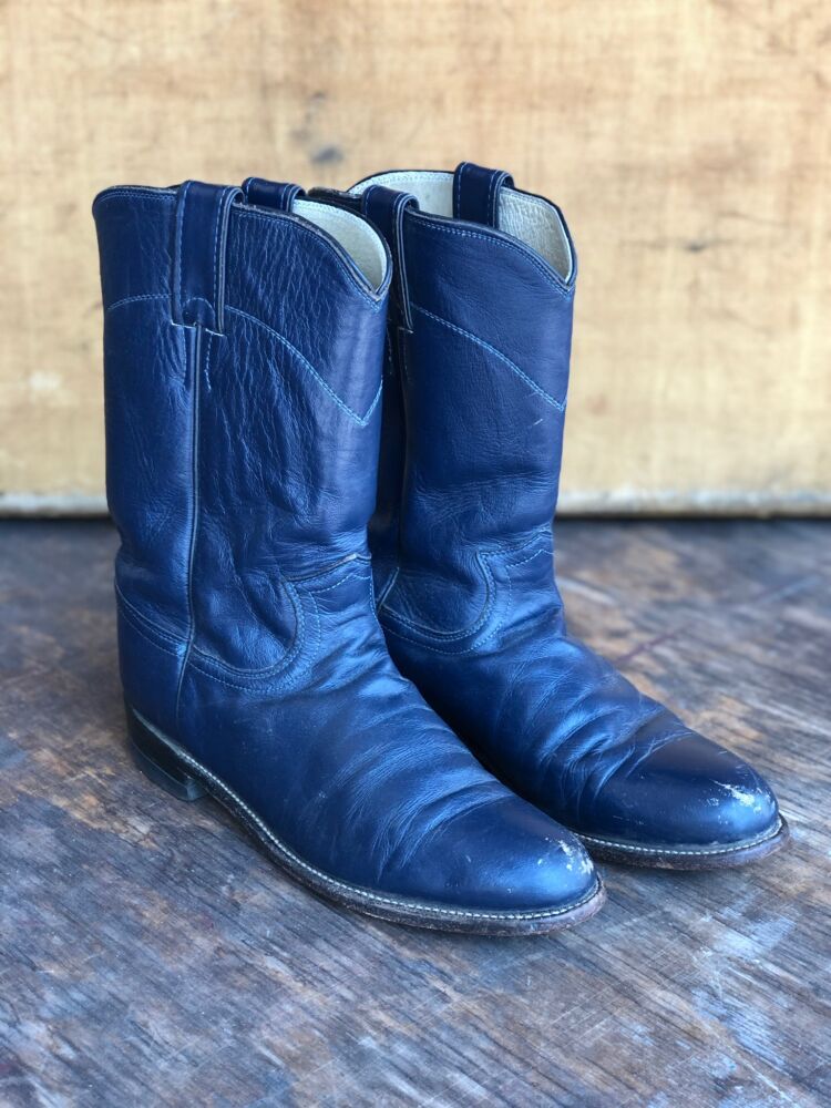 Navy Blue Leather Cowboy Boots – Hotbox 