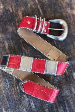 Vintage Red & Silver Western Belt