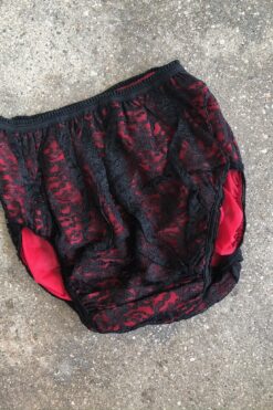 Vintage Florine Red with Black Lace Undies - Made in Paris