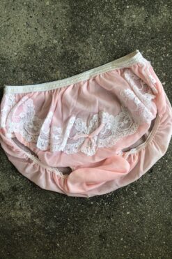 Vintage Pink with White Lace Undies - Made in Paris