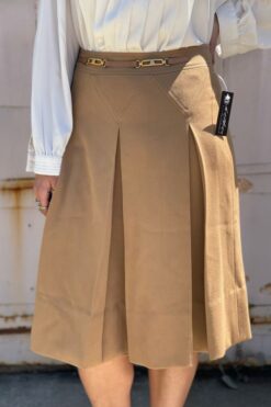 Vintage Celine Pleated Skirt with Horsebit Accent - Medium